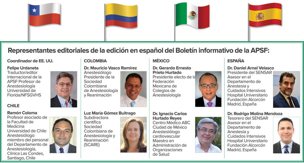 Representantes editoriales de la edición en español del Boletín informativo de la APSF: